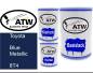 Preview: Toyota, Blue Metallic, 8T4: 500ml Lackdose + 500ml Klarlack + 250ml Härter - Set, von ATW Autoteile West.